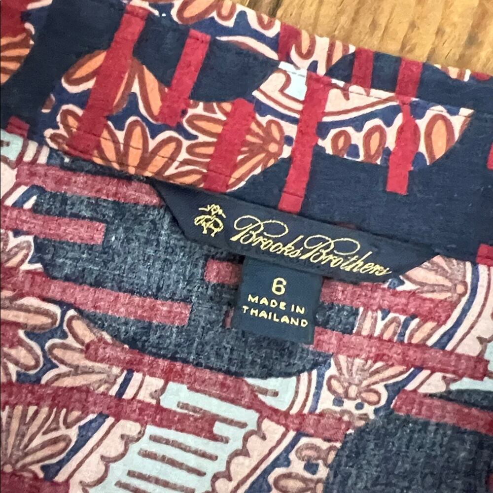 Women’s Brooks Brothers top blouse long sleeve tunic blouse Navy Burgundy - Picture 2 of 11